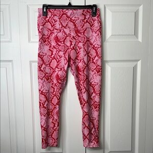 Fabletics Pink and Red Snake Print Leggings